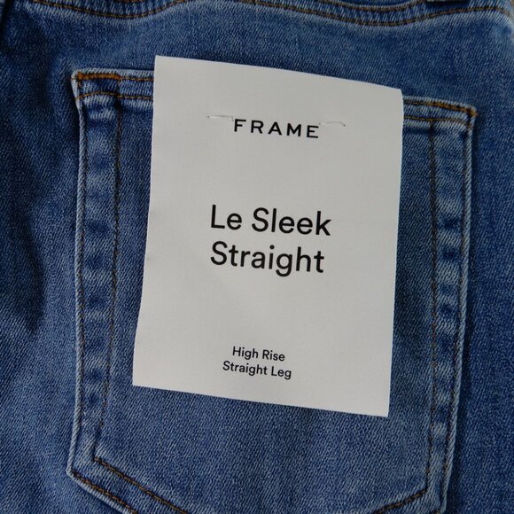 FRAME Le Sleek Straight High Rise JEANS Size 29 Flip Blue Stretch NEW $278 - Picture 7 of 10
